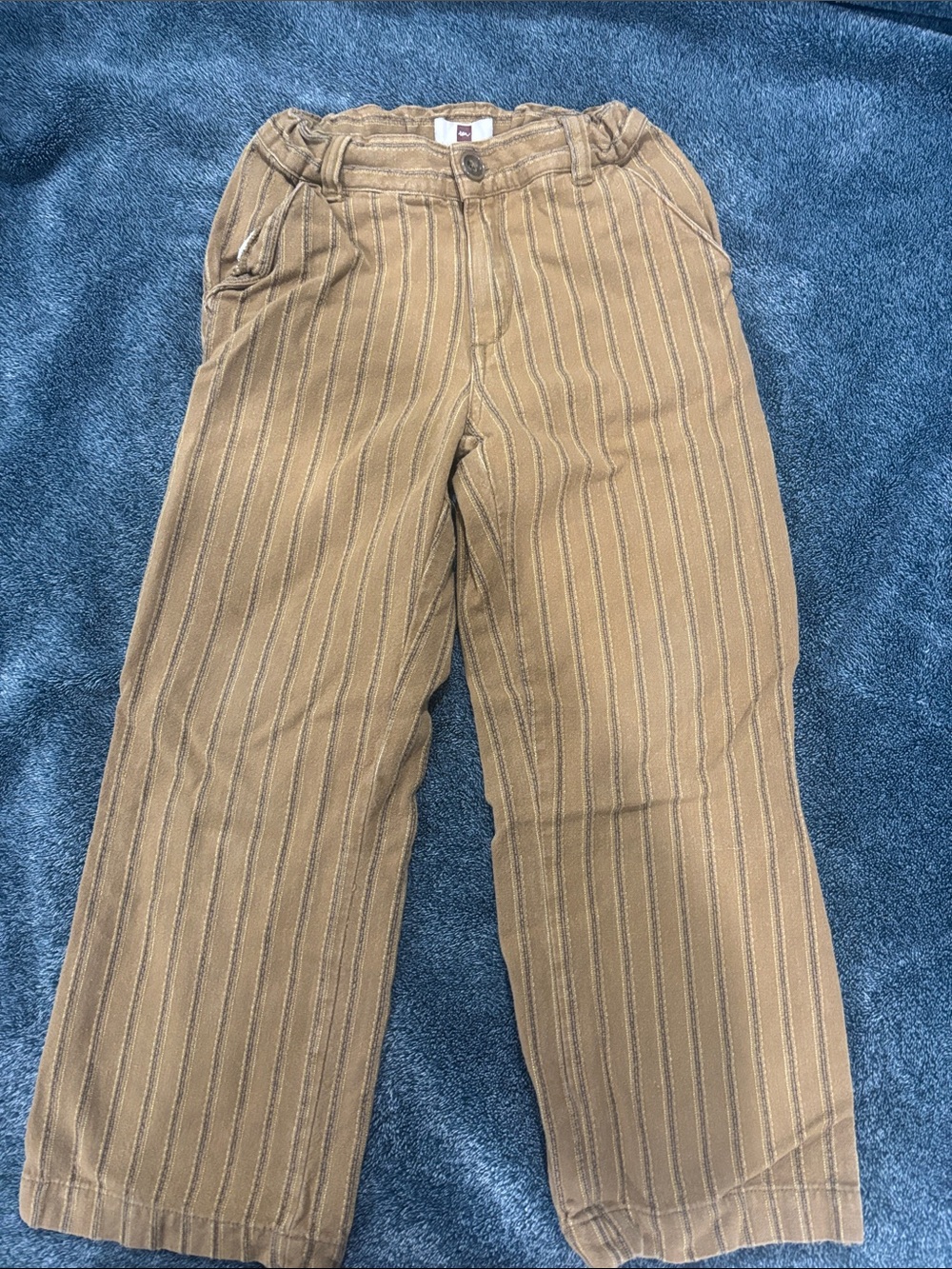Kids Wide-Leg Striped Tan Jeans
